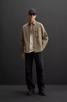 Техническая верхняя рубашка с карманом ZARA, бежевый