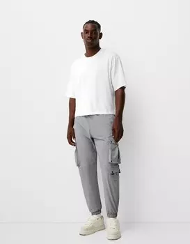 Технические брюки-джоггеры карго Bershka, серый