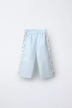 Технические брюки с цветочным принтом ZARA, светло-синий