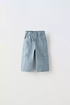 Технические брюки с карманами ZARA, синий