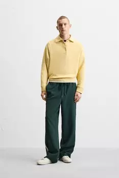 Технические брюки с лампасами по боку ZARA, цвет bottle green