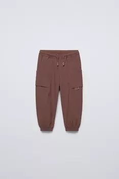 Технические брюки с подкладкой и этикеткой ZARA, бордовый