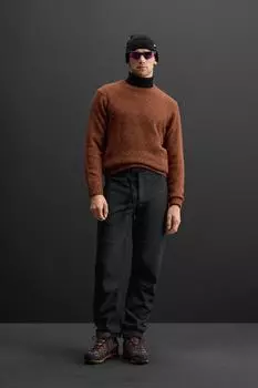 Технические брюки с поясом ZARA, черный