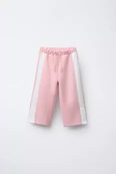 Технические брюки с прямыми штанинами и боковыми лампасами ZARA, розовый