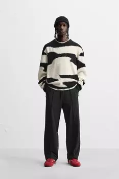 Технические брюки с талицей в стиле jogger ZARA, черный