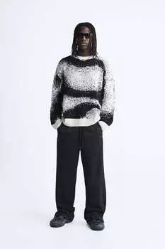 Технические брюки с завышенной талией ZARA, черный