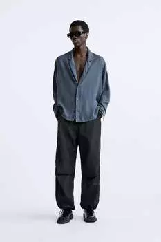 Технические парашютные брюки ZARA, черный
