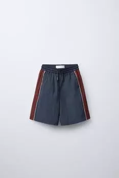Технические шорты-бермуды с боковыми полосками ZARA, бордовый
