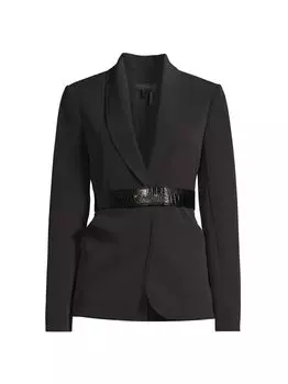 Технический блейзер с поясом и лацканами Donna Karan New York, черный