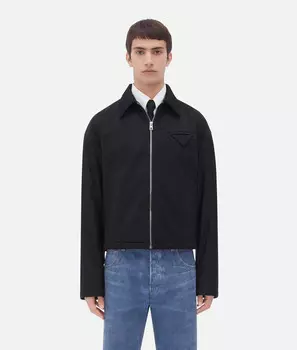 Технический нейлоновый пуховик-блузон Bottega Veneta, черный
