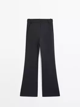 Технический расклешенный крой брюк полной длины Massimo Dutti, синий