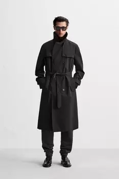 Технический тренч ZARA, черный