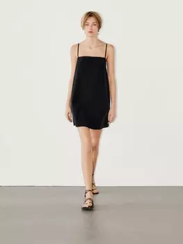 Техническое мини-платье на бретелях Massimo Dutti, черный