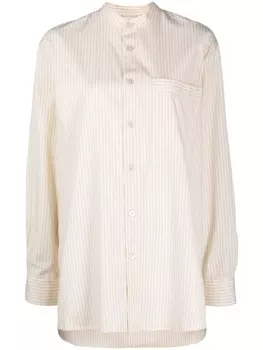 TEKLA striped organic-cotton band-collar shirt, нейтральный цвет