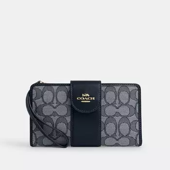 Телефонный кошелек COACH, цвет gold/navy/midnight navy