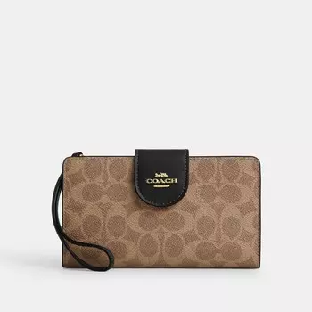 Телефонный кошелек COACH, цвет gold/tan/black