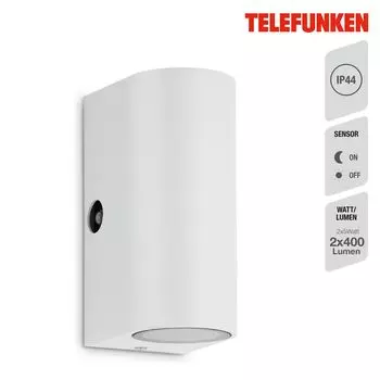 Telefunken CARPI - Светодиодный уличный светильник - 307106TF - сумеречный датчик - включая сменную лампу GU10 - нейтральный белый 4000K - 2x5 Вт - 2x400 лм - IP44 - 25 000 часов - 6,7 x 9,2 x 15,1 см