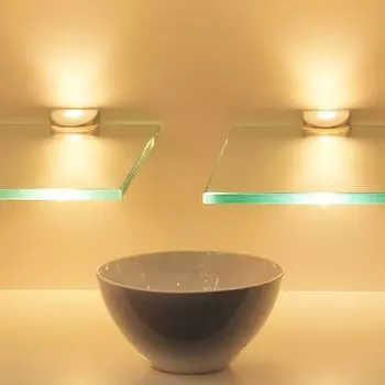 Теленок | Стеклянная полка со светодиодной подсветкой, настенная панель, подвесная полка, настенная полка, настенная полка с подсветкой, на выбор: КОМПЛЕКТ - 900 мм kalb Material fr Mbel, белый