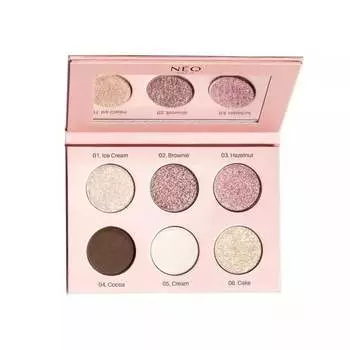 Телесная палитра прессованных теней для век 9 г NEO MAKE UP, Eyeshadow Palette, розовый