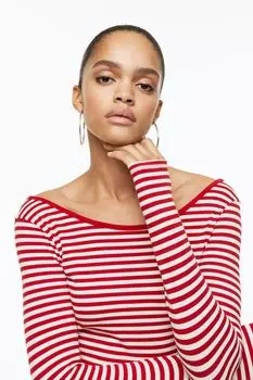 Тело с открытой спиной H&amp;M, красный/полосатый