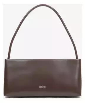 Темная кожаная женская сумка через плечо Estro, коричневый