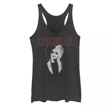Темная майка с изображением портрета Disney's Cruella Juniors Licensed Character