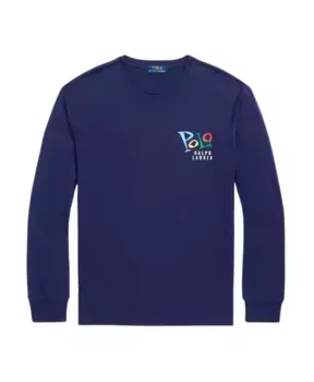 Темная рубашка с длинными рукавами классического кроя. Ralph Lauren, синий