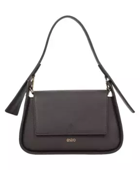 Темная женская сумка через плечо из натуральной итальянской кожи. Estro, коричневый