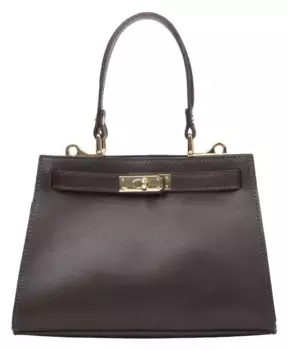 Темная женская сумка-сэтчел из высококачественной итальянской натуральной кожи. Estro, коричневый