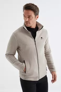 Темно-бежевая мужская толстовка с воротником-стойкой на молнии стандартного цвета Polar TOMMYLIFE