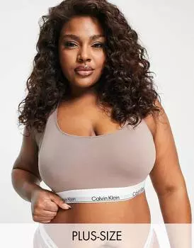 Темно-бежевый бюстгальтер без подкладки без подкладки Calvin Klein Plus Size Modern Cotton