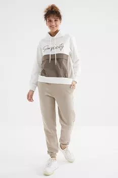 Темно-бежевый женский спортивный костюм удобной формы с высокой талией и низом базового спортивного костюма для джоггеров TOMMYLIFE