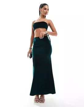 Темно-бирюзовое бархатное платье миди с завязками на спине ASOS DESIGN