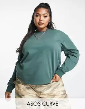 Темно-бирюзовый свитшот ASOS DESIGN Curve
