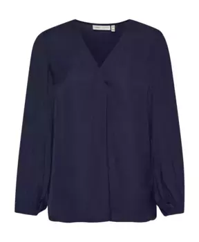 Темно блузка с V образным вырезом и длинными рукавами Inwear, синий