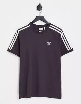 Темно-бордовая футболка с тремя полосками adidas Originals adicolor