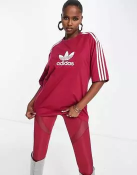 Темно-бордовая футболка с трилистником adidas Originals 'centre stage'
