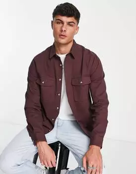 Темно-бордовая хлопковая куртка ASOS DESIGN