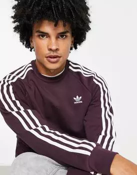 Темно-бордовая толстовка с тремя полосками adidas Originals adicolor