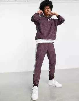 Темно-бордовые джоггеры с тремя полосками из смесового полиэстера adidas Originals Adicolor