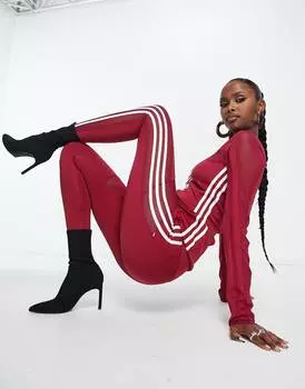 Темно-бордовые леггинсы adidas Originals 'centre stage' с сетчатыми деталями