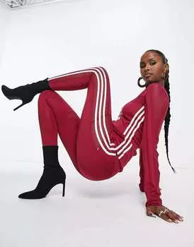 Темно-бордовые леггинсы adidas Originals 'center stage' с сетчатой отделкой