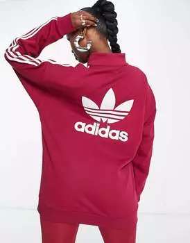 Темно-бордовый флисовый флис на молнии adidas Originals 'center stage' в четверть