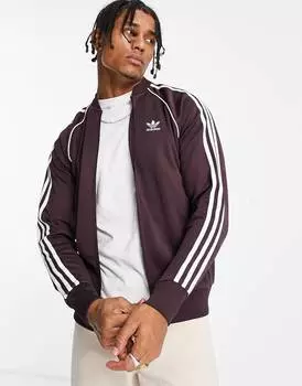 Темно-бордовый спортивный топ с 3 полосками adidas Originals adicolour