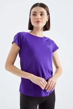 Темно-фиолетовая женская футболка стандартного кроя с круглым вырезом и короткими рукавами сзади TOMMYLIFE