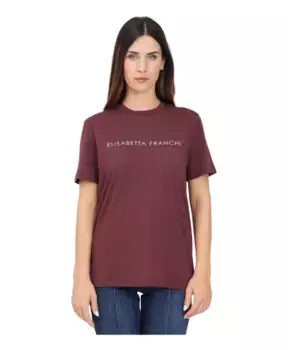 Темно футболка с короткими рукавами и логотипом Elisabetta Franchi, красный