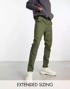 Темно-хаки узкие брюки чиносы ASOS