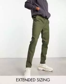 Темно-хаки узкие брюки чиносы ASOS DESIGN