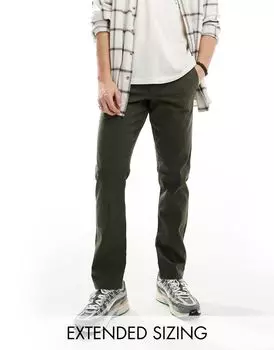 Темно-хаки узкие брюки чиносы ASOS DESIGN
