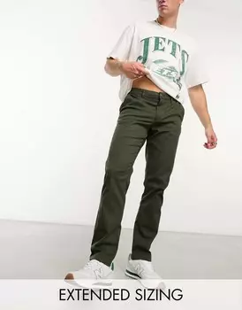 Темно-хаки узкие брюки чиносы ASOS DESIGN
